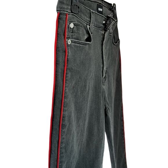 Hudson Zoeey High Rise Black Jeans Red Side Stripe Women’s Size 27 Ankle Denim - Picture 9 of 10